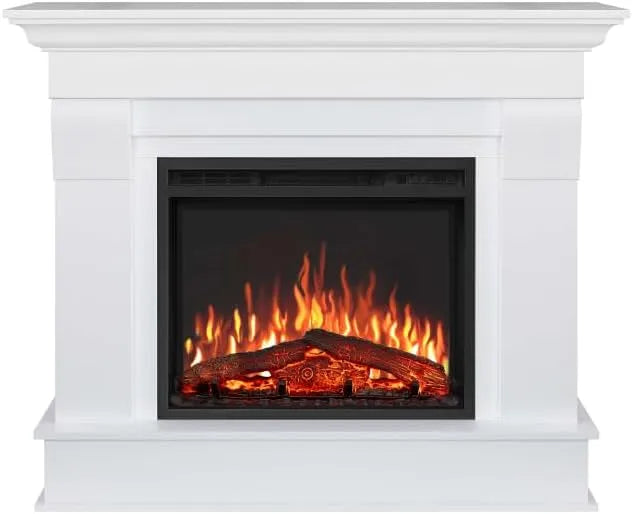 Elektrokamin AF24 3D-Flammeneffekt, Albion, Elektrischer Standkamin mit Heizung 1800 W, realistischer, LED-Beleuchtung, Fernbedienung, Timer, MDF
