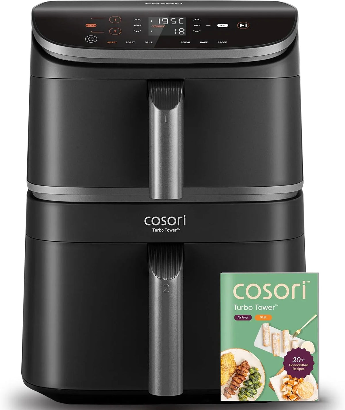 Heißluftfritteuse COSORI Airfryer, 2 Kammern, Fassungsvermögen 10,8L Heissluftfritteuse mit TurboBlaze-Technologie, ultra knusprig & für Brot