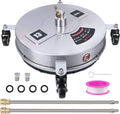 13' Pressure Washer Surface Cleaner with 4 Wheels 4000, Stainless Steel Housing & 1/4' Quick Connector, 2 Replacement Nozzles, PSI