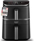 Heißluftfritteuse COSORI Airfryer, Fassungsvermögen 10,8 L Heissluftfritteuse, 2 Kammern, Spart 41 Prozent Platz, Silbergrau