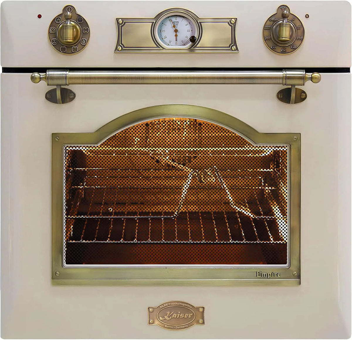 Backofen EH 6355, Selbstreinigender Elektrobackofen 67L, Heißluft, Retro Design mit modernster Technologie, Einbau mit Drehspieß, Grill
