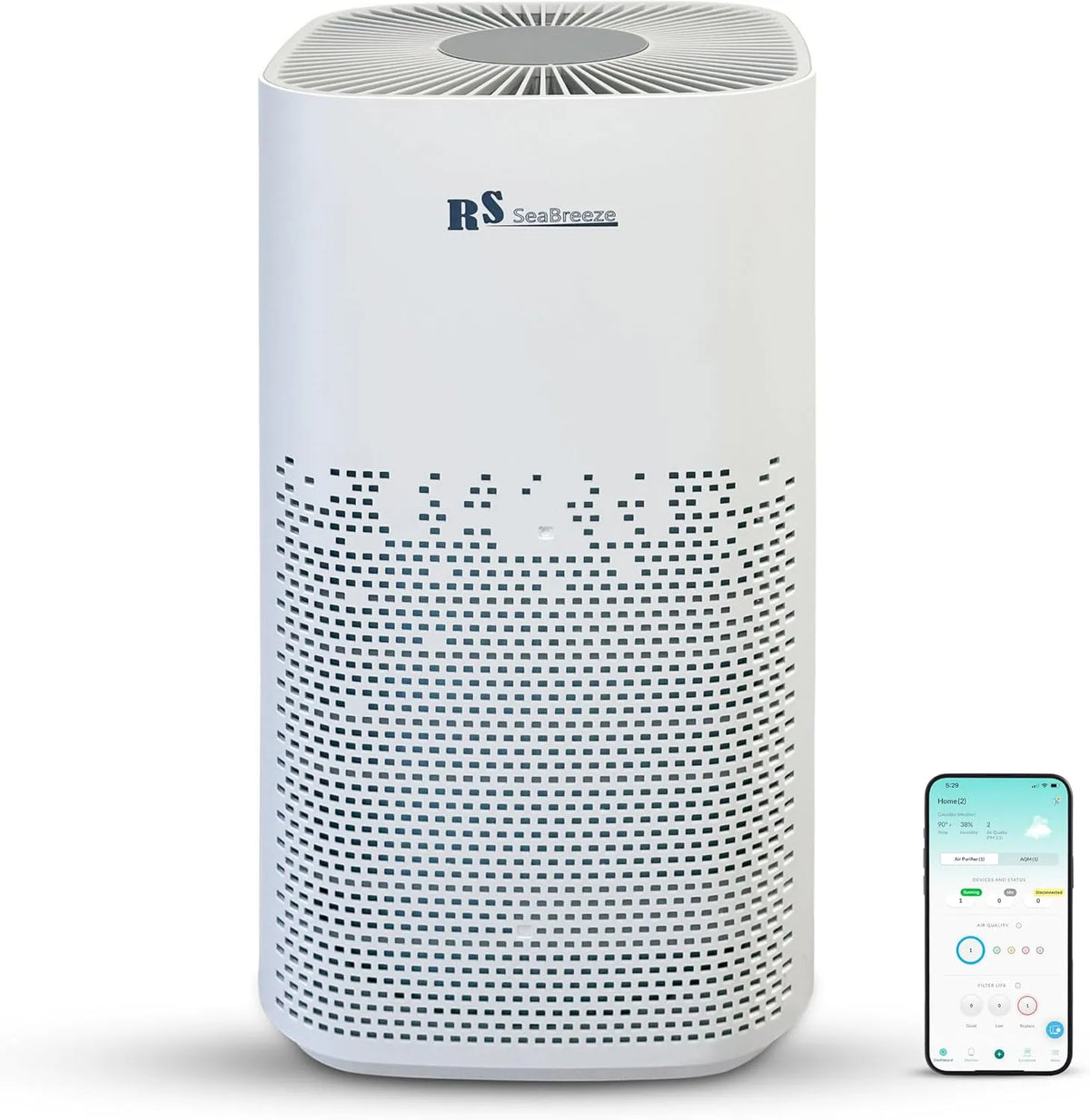 Luftreiniger, 7-in-1 mit HEPA & Aktivkohlefilter, 400m³/h, UV-C & PM2,5– Ionisator, Pollen, Rauch & Tierhaare, h CADR