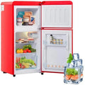 Kühlschrank Merax Retro, Fassungsvermögen 60 Litern Volumen und 22 Litern Gefrierraum, 120 kWh, mit Gefrierfach, LED-Licht, Zwei Fächer, Jahr