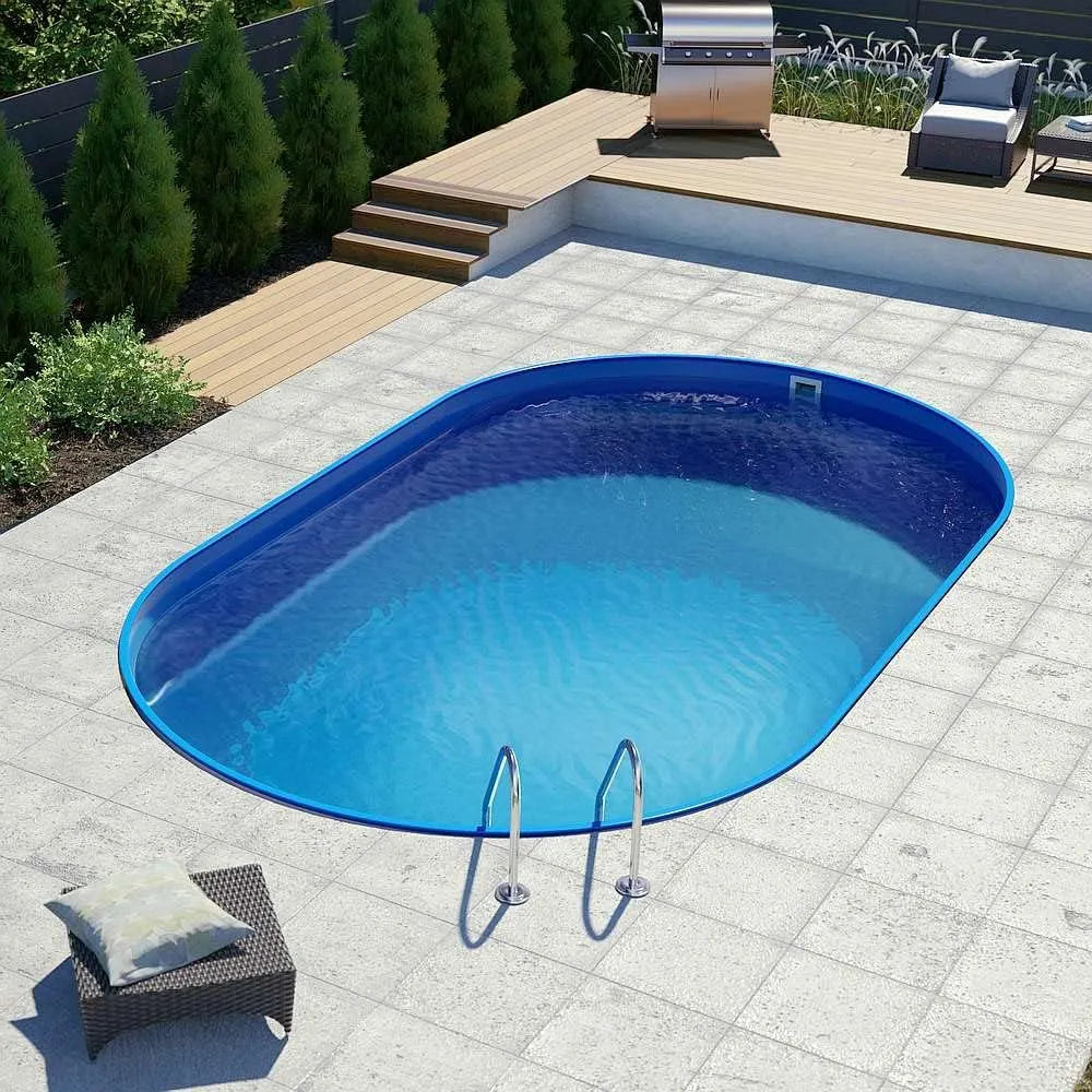 Pool 50x, Blau, Total Poolset Silber Oval Ø4,50 x 2 1,20m eingelassen