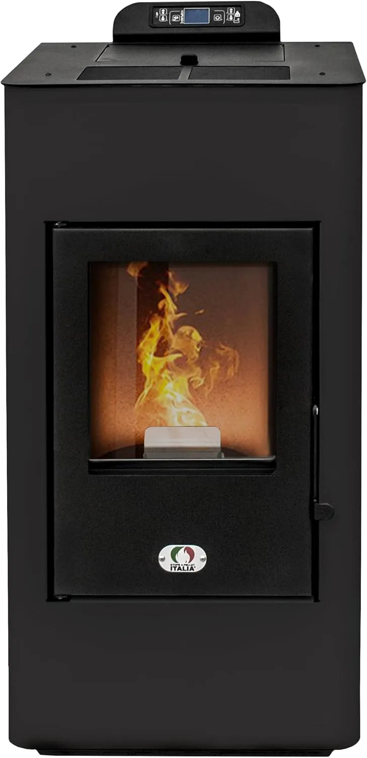 PELLET ITALIA Super 12 KW 5 Sterne WiFi STUFE A, mit Belüftung Zertifizierte Effizienz 91% Heizt 120m² Autonomie 15 Sdt, Pelletöfen