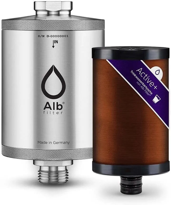 Active Plus+ Wasserfilter gegen Kalk Alb Filter, und andere Schadstoffe, Bakterien, Made in Germany Edelstahl Natur, Unterspüle