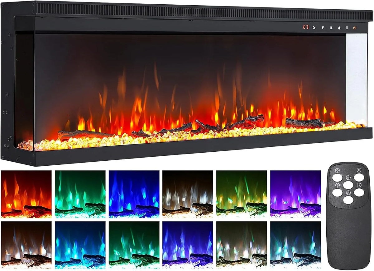 Elektrokamin INMOZATA 50, mit 12 Flammenfarben, Zoll, 127cm, Einstellbarer Thermostat