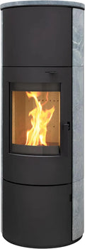 Kaminofen, München XL Stahl in Schwarz Speckstein 7kw Speicherofen, Bauart 1