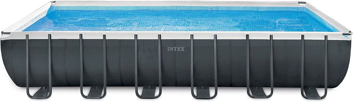 Intex Pool 28362GN, Maße 732 x 366 x 132 cm, Fassungsvermögen 31,81 L, Ultra Frame Rectangular Set, blau, Farbe Grau