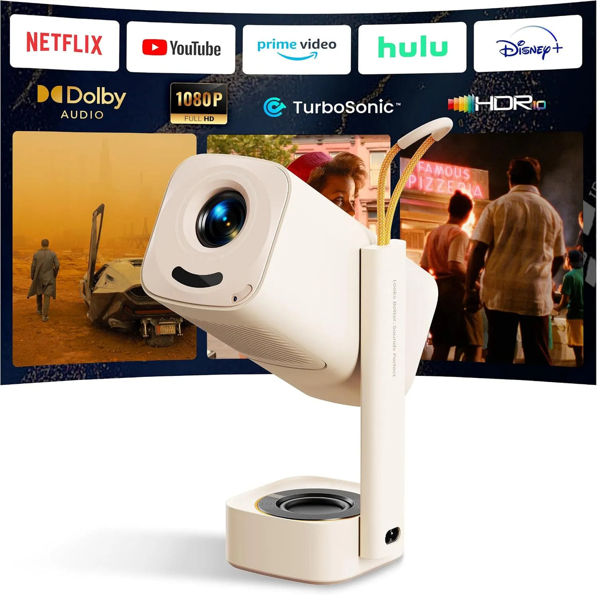 HDR 10 1080P Yaber Mini, Beamer Turbo Sonic Bass & T1 Pro Smart Beamer Heimkino Native, Bluetooth 5.4 und WiFi 6, Dolby Audio, Autofokus