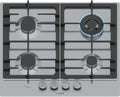 Bosch Kochfeld PCH6A5I90, Breite 60 cm, Dual-Wok Brenner, abnehmbare Schwertknebel, Edelstahl Glasoberfläche, Serie 6 Gaskochfeld