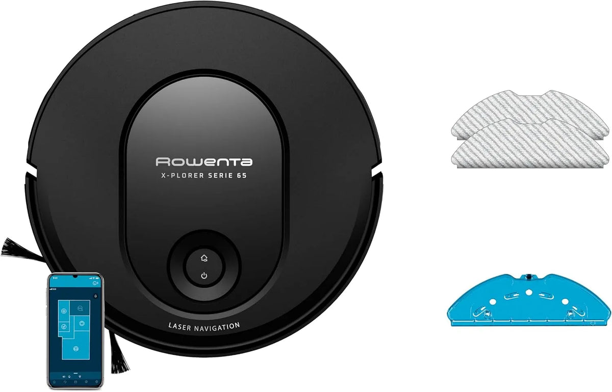 Rowenta Saugroboter RR8L65WH, Xplorer Serie 65 Nass-Trocken, nur 7,8 cm Höhe, 120 min Laufzeit, Lasernavigation, App-Steuerung, Ladestation