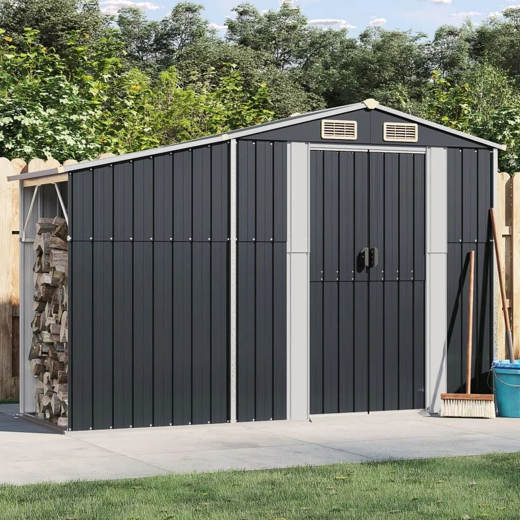 Gerätehaus SECOLI, mit Holzunterstand Fahrradgarage Metall Unterstand Wetterfest Geräteschuppen