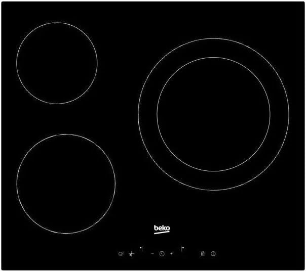 Beko Kochfeld HIC63402T, Leistung 1200 W, Einbau, Keramik, rund, in Schwarz