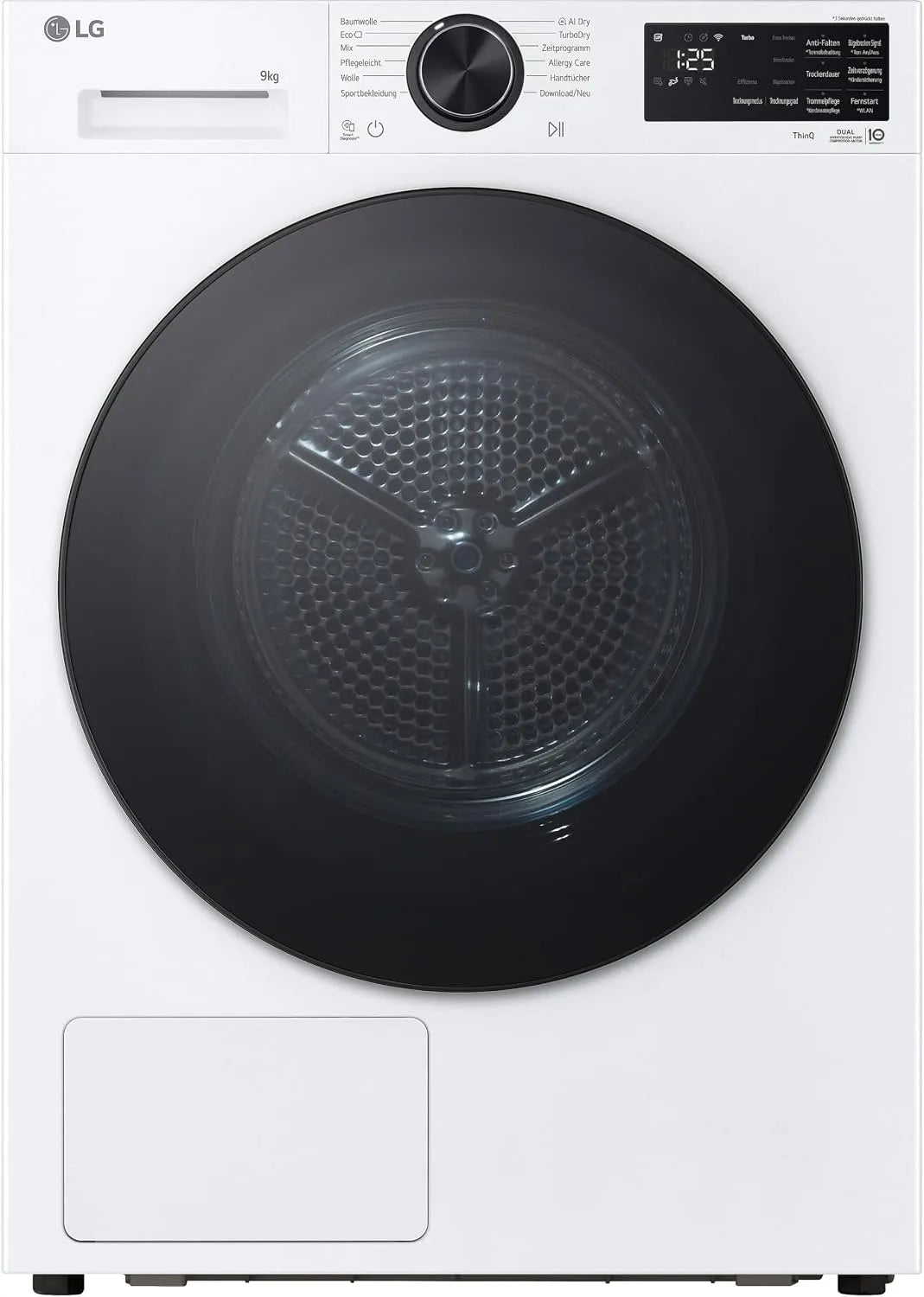 LG Modell RT90X7W, Gewicht 9 kg, Wärmepumpen-Trockner, Energieklasse B, mit AI Dry, TurboDry, selbstreinigender Kondensator, Weiß