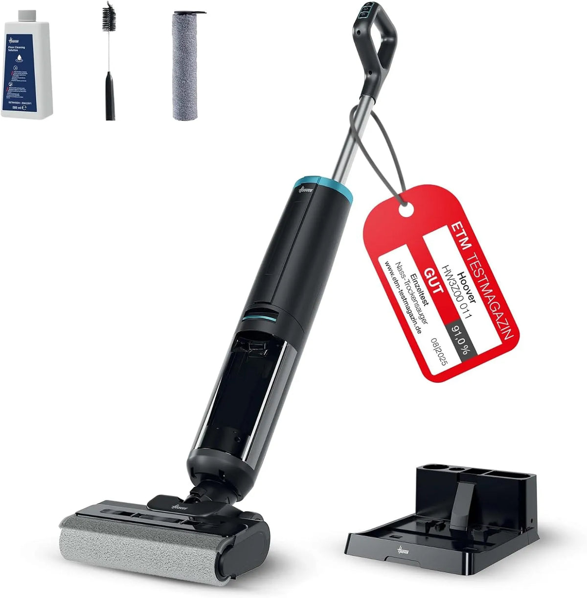 Hoover Nass- und Trockensauger HW3 2in1, 40 min Laufzeit, kabelloser und Saugwischer für empfindliche und Harte Böden, Anti-Hairwrap-Funktion