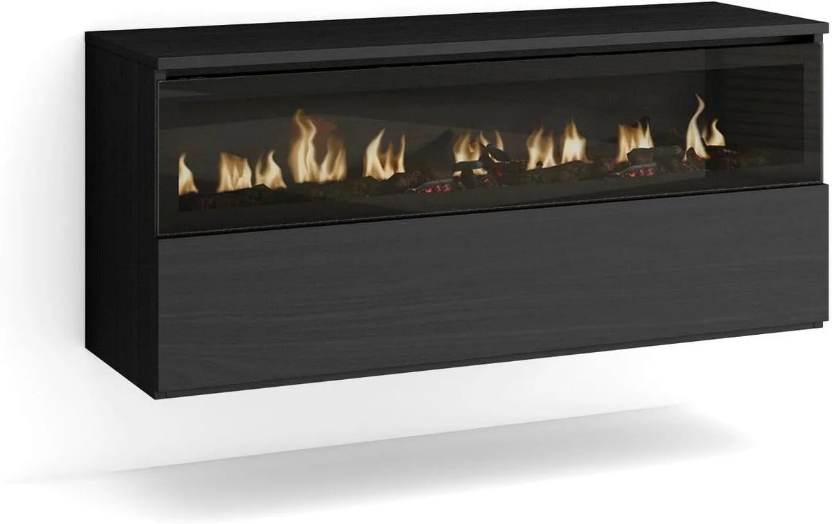Elektrokamin Skraut Home |, Maße 102x45x35cm, 1 Öffnung, 1 Tür, LED, Elektrische Kamine, Hängend, Moderner Stil, in Schwarz
