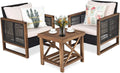 Gartenmöbel Set 3 teilig GIANTEX Rattan, Balkonmöbel Set 2 Personen, Gartengarnitur Sitzgruppe Gartenlounge Set inklusive. waschbarer Kissen