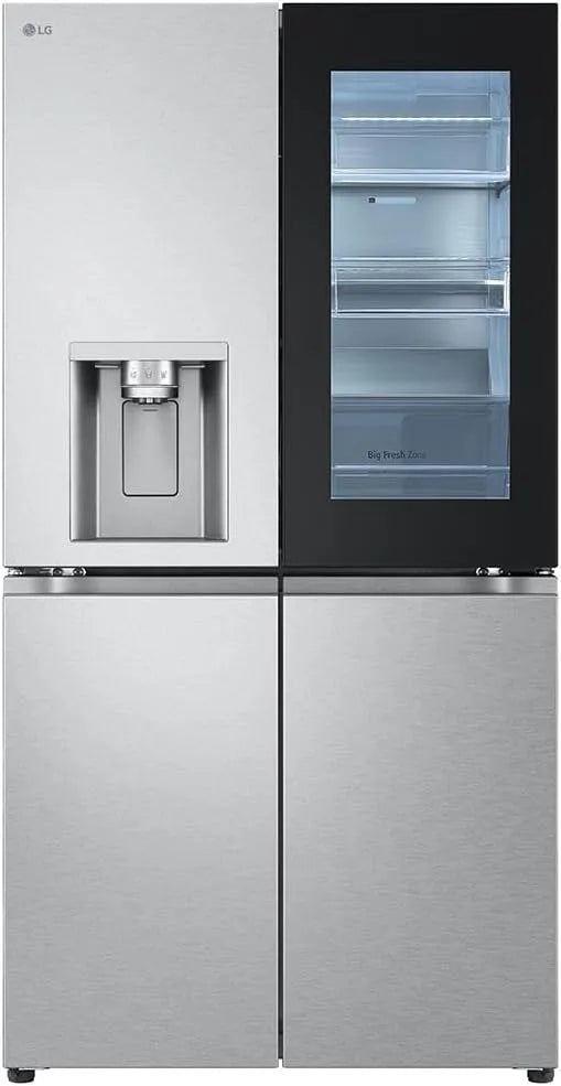 LG Modell GMG960MBEE, 91,4 cm breit, Multi-Door Kühl, Side-by-Side, Craft, Total NoFrost, Silber, Fassungsvermögen 638 L, InstaView