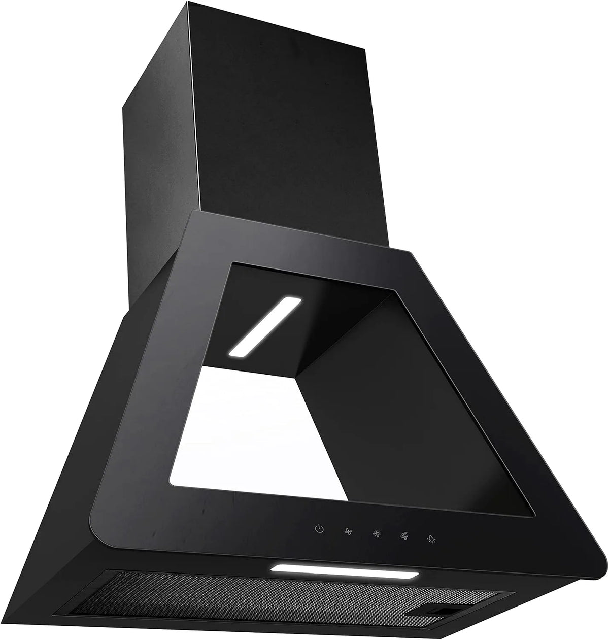 PKM Dunstabzugshaube P1-60BBTX, Wandhaube, Wandesse, LED Beleuchtung, Breite 60 cm, Designerhaube, schwarzes Glas