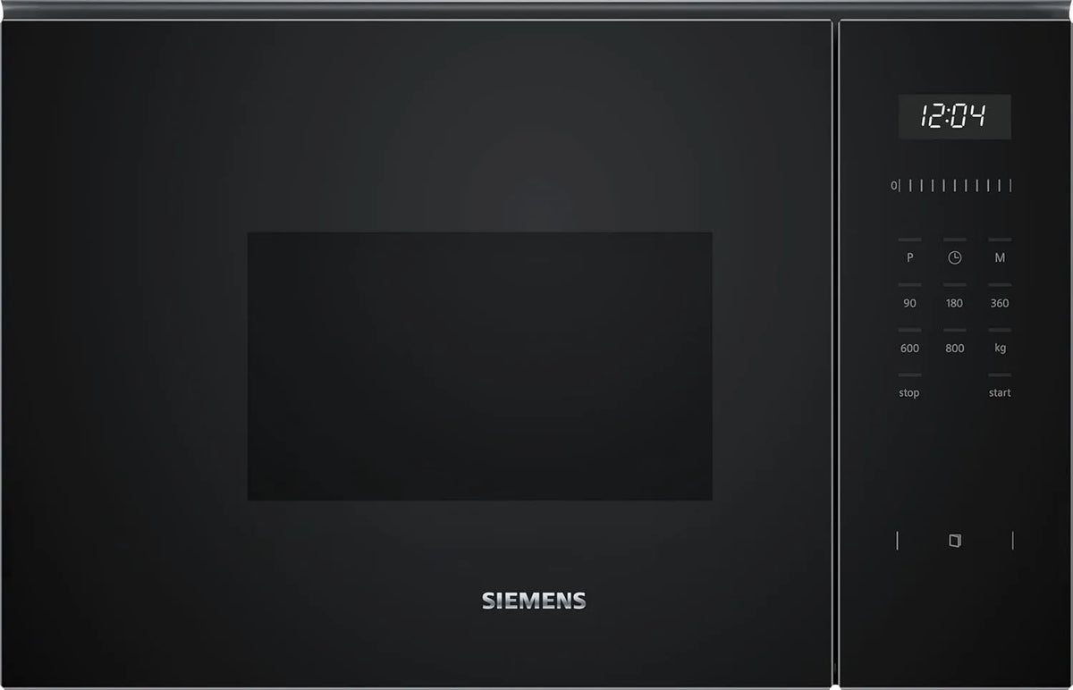Siemens Mikrowelle BF525LMB1 iQ500, Maße 59 x 38 cm, 25,5 cm Drehteller, Leistung 800W, Fassungsvermögen 20L Garraum Edelstahl, Einbau, in Schwarz