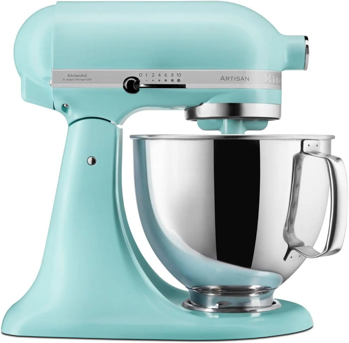KitchenAid Küchenmaschine 5KSM125EMI, Fassungsvermögen 4.8 L, Teigknetmaschine mit 3 Zubehör und Schüssel aus Edelstahl, Artisan, Mineral water