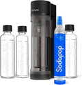Logan Sodapop Wassersprudler, 2x 850 & 1x 600 ml, Höhe 42,6 cm, inklusive. 3x Glasflasche, und 1x CO₂-Zylinder, Starterset, Matt in Schwarz