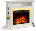 Elektrokamin 3D-Flammeneffekt, Heizung 2000W, BALDERIA Liora, Elektrischer Standkamin mit Ablagefach, LED-Ambientebeleuchtung, Timer, Thermostat