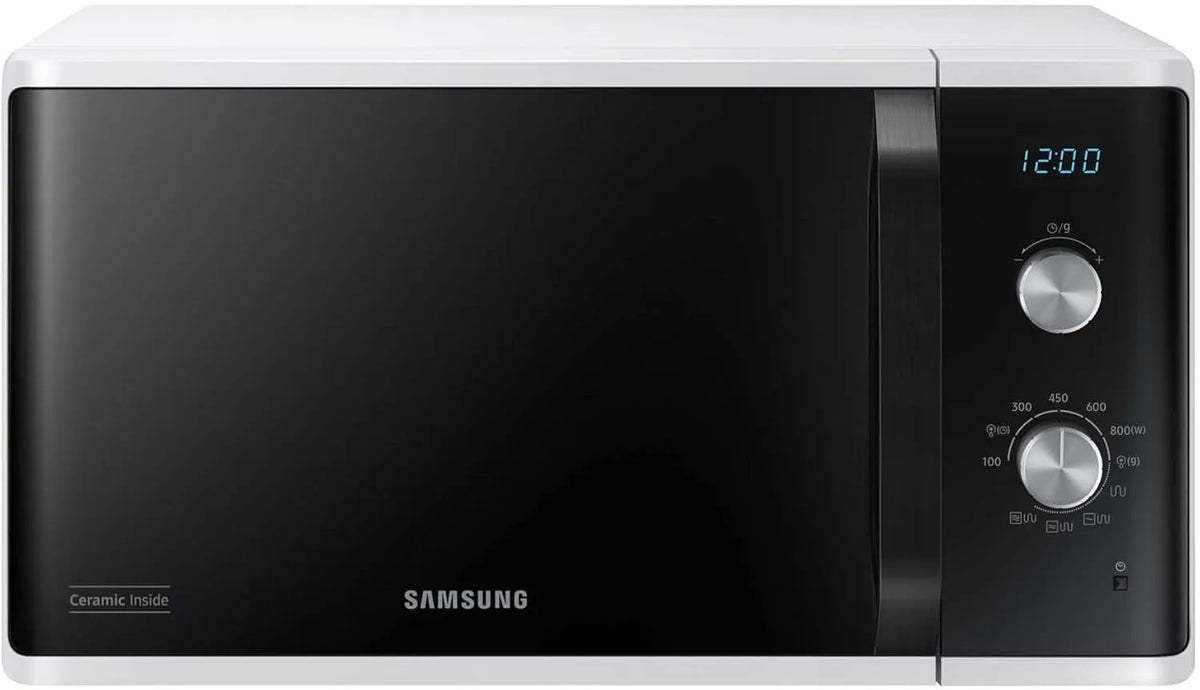 Samsung Mikrowelle MG23K3614AW/EG, Fassungsvermögen 23 Liter Garraum, Leistung 800 W, Großes Grillelement für gleichmäßige Bräunung, EG mit Grill