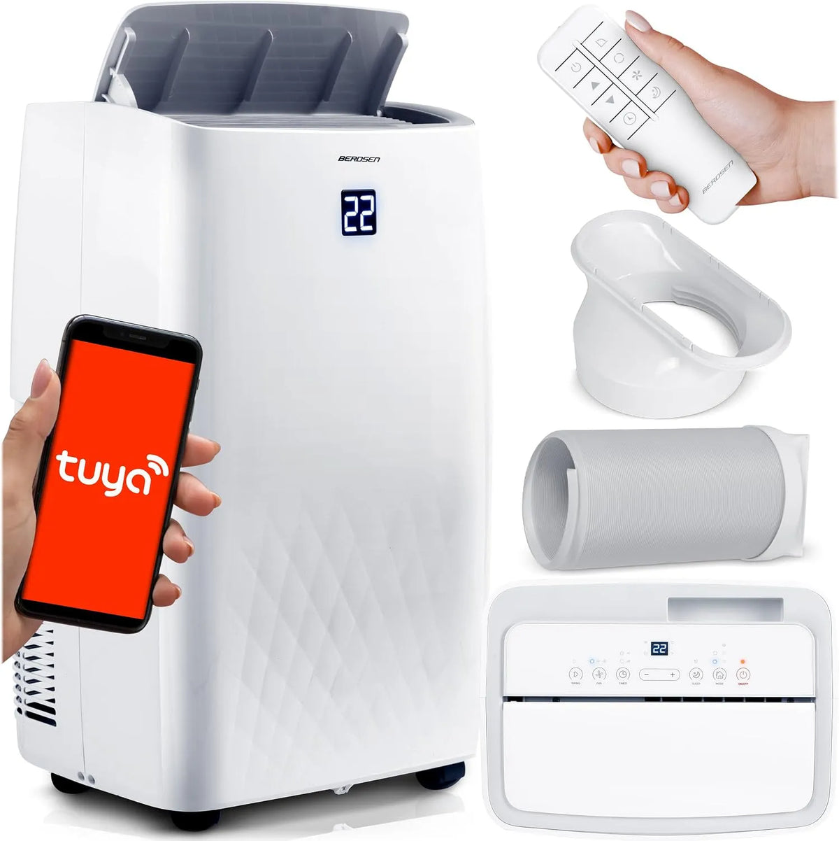 Klimagerät 5-in-1 14000 BTU Berdsen Mobiles, Tuya Smart App, Heizung, Ventilation, Energieeffizient, Kühlung, Entfeuchtung, Schlafmodus