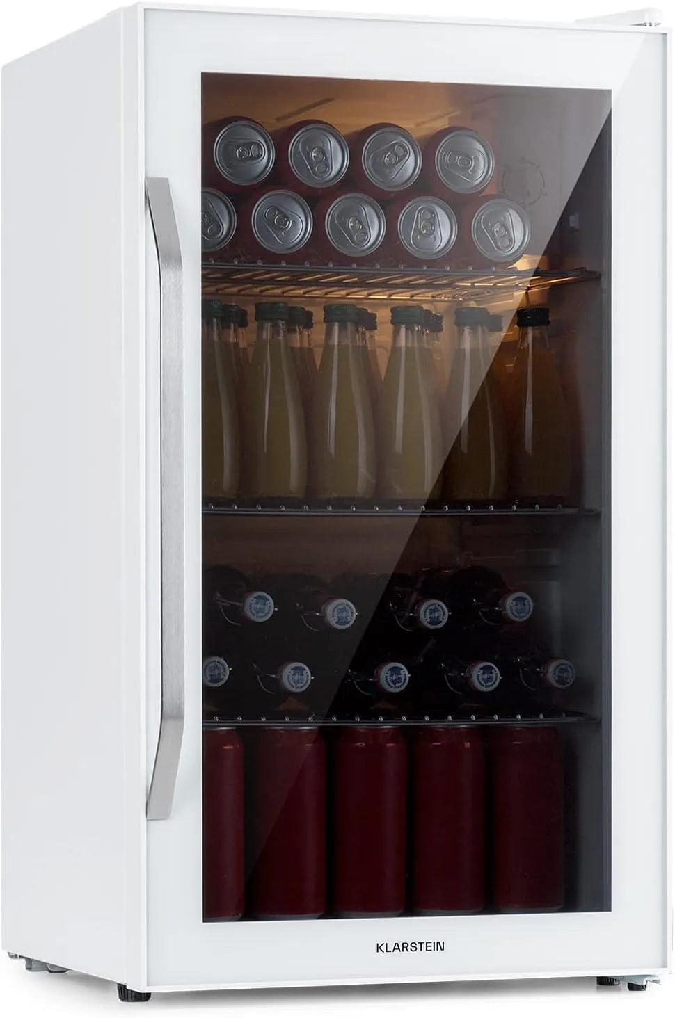 Klarstein Kühlschrank, Kleiner 80 Liter, Mini mit Glastür, für Zimmer, Getränkekühlschrank mit Verstellbaren Ablagen, Indoor, Outdoor, Leise