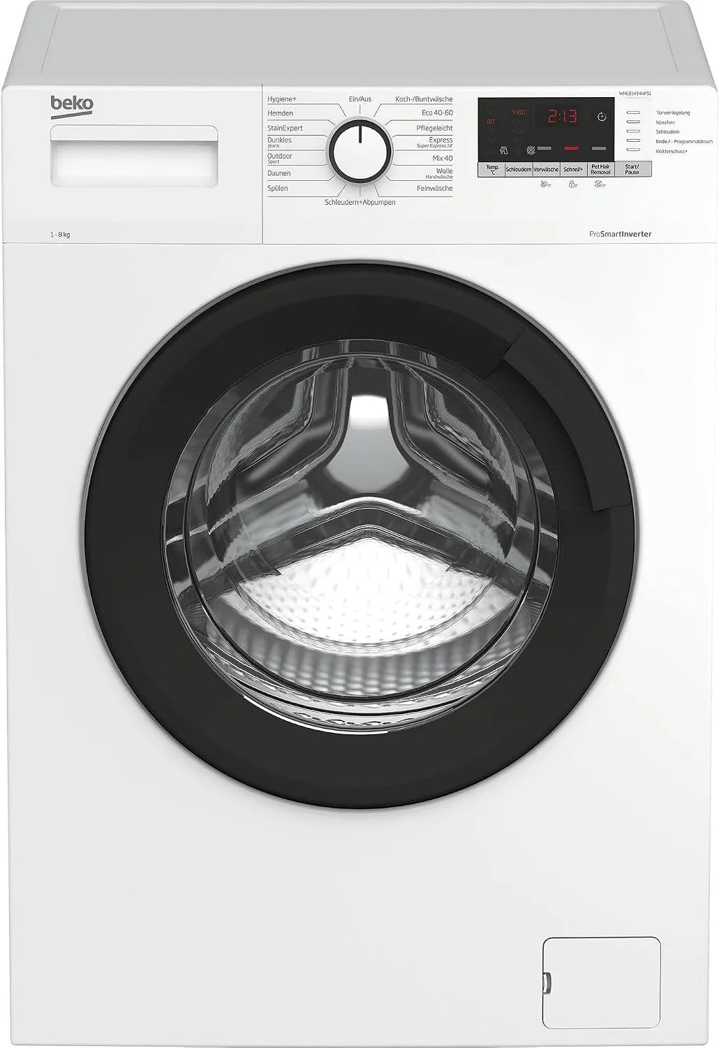 Beko Waschmaschine WML81434NPS1 b100, Gewicht 8 kg, Waschvollautomat, ProSmart Inverter-Motor, Pet Hair Removal, AddXtra-Nachlegefunktion, Watersafe