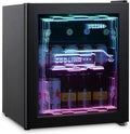 Kühlschrank HCK Mini, leise 39dB, Bar, Cyberpunk Design, in Schwarz, Fassungsvermögen 48L, 0-10℃ Bierkühlschrank für Gaming Room, Party