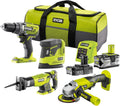 Ryobi Modell 18 V RYOBI 18 V R18CK4E-242S, 8-teilig, 1 x 2,0 Ah, Kombo-Kit, inklusive