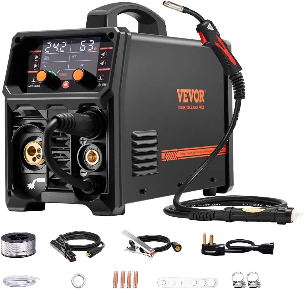 Vevor Schweißgerät 4-in-1-Gas-MIG/Flux, 200 A synergetische MIG-Schweißmaschine, Stick