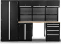 Ondis24 XL, Werkstatt Komplett Set 260cm vormontierte Männerküche Werkstattrichtung modular, 9 TLG., mit Holzarbeitsplatte, Werkzeugschränke