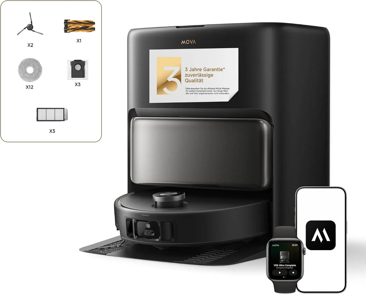 Saugroboter V50 Mova Ultra Complete, Mova Ultra Complete mit Wischfunktion 24.000 Pa, 6cm Hindernisüberwindung, Liftable Navigation+RGB AI+LED