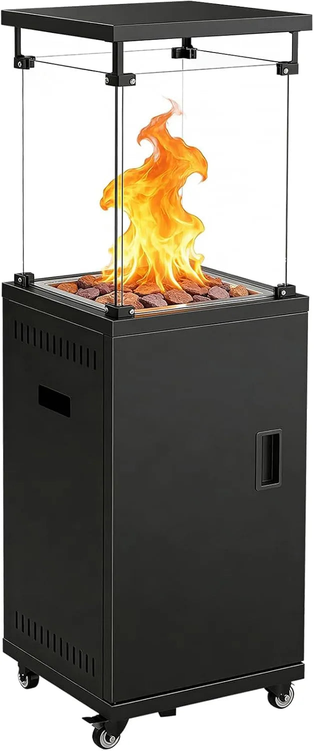 Terrasse Gas Sweetcrispy Heizstrahler, Terrassenheizer, Terrasse Gas 11 kW, 360° Rollen Kippschutz, Mobiler Tragbarer Heizpilz, in Schwarz