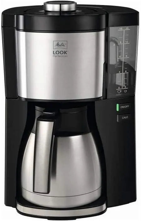 Melitta Kaffeemaschine, Filterkaffeemaschine mit Thermkanne und entnehmbarem Wassertank, für bis zu 10 Tassen, Look Therm Perfection, in Schwarz