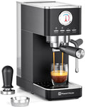 Espressomaschine Maestri House, 20 Bar ULKA Pumpe, Kaffeemaschine mit Milchaufschäumer und Mengenanzeige, in Schwarz