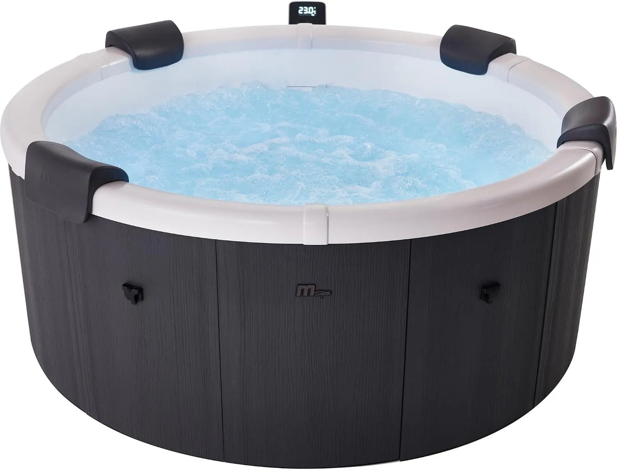 Whirlpool, 6 Personen Spa Ø182x70cm, 130 Massagedüsen, Miweba MSpa Denver mit Fester Außenwand, RGB LED-Beleuchtung, App Steuerung, In & Outdoor