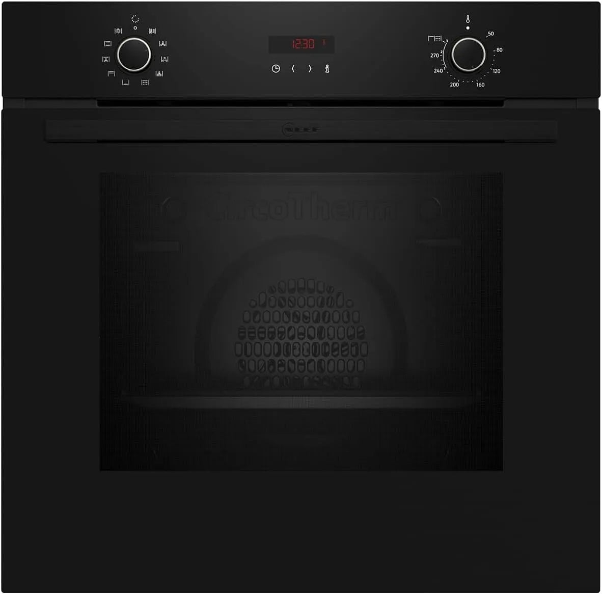 Neff Backofen B2CCG6AK0 N30, CircoTherm, Pyrolyse, in Schwarz, Einbau, Integrierbarer 60 x 60cm, EasyClean, LED-Display