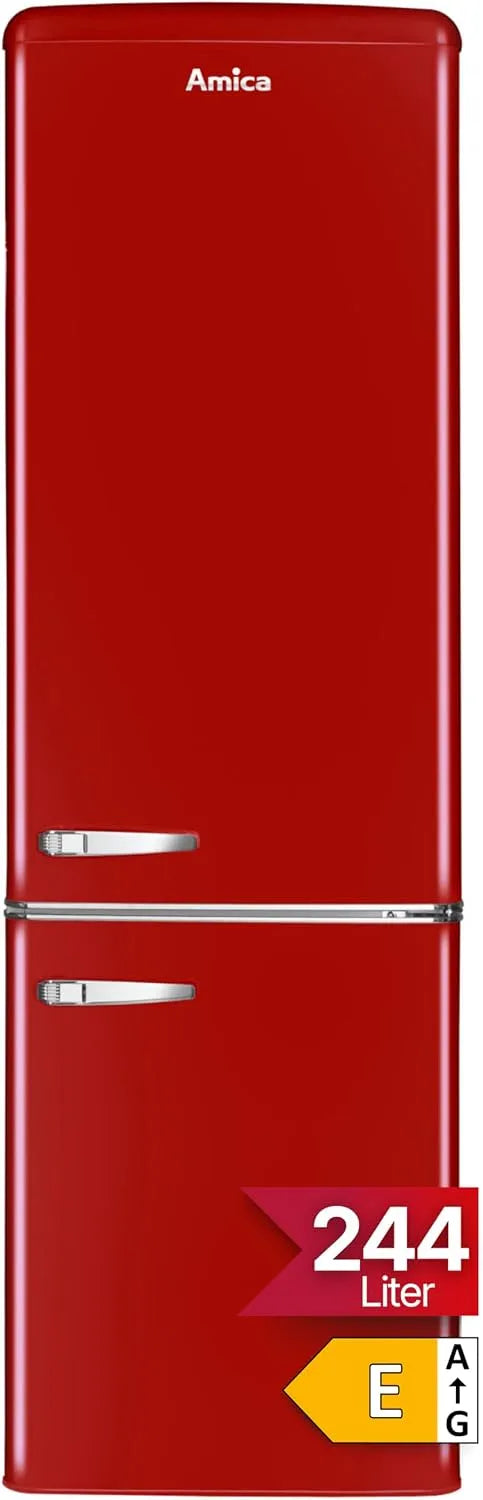 Amica Kühlschrank KGCR 387, 100 R Retro Kühl, Breite 181cm, x 55cm, x 62cm, Gefrierkombination, Chili Red, Retro-Design, mit Gefrierfach