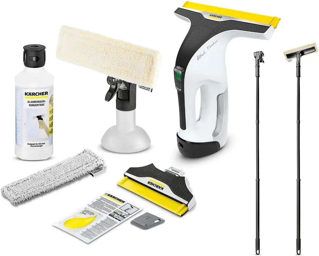 Kärcher Akku-Fenstersauger WV 7 Signature Line Adv mit Verlängerungsset 1,5m, Fassungsvermögen 500 ml Fensterreiniger-Konzentrat, 2 Absaugdüsen