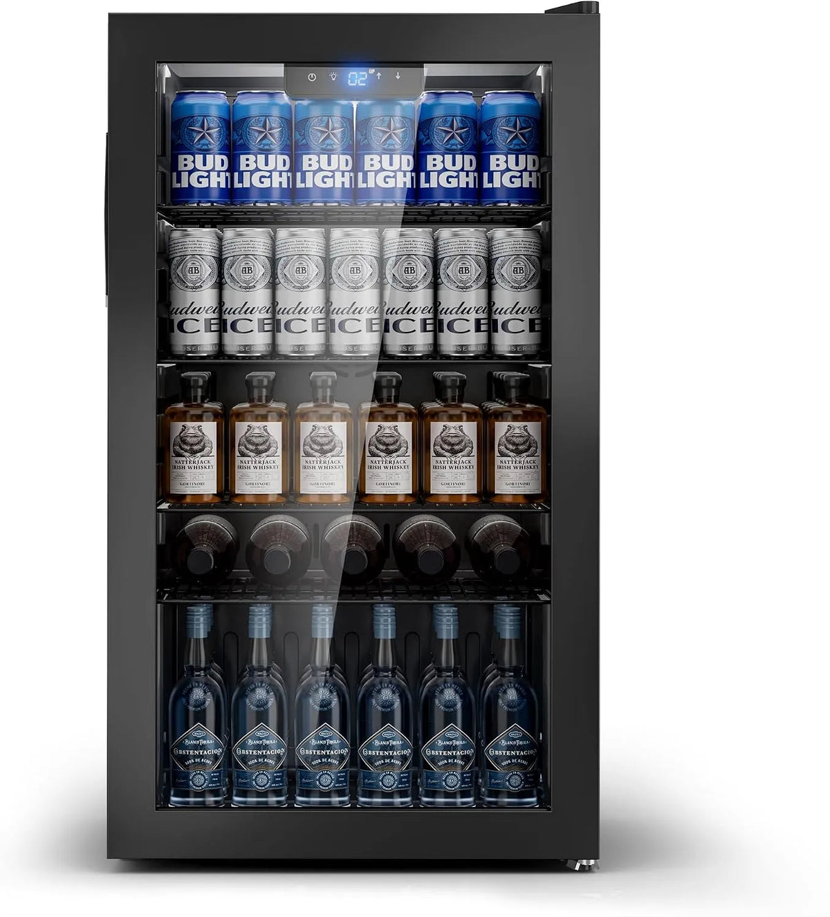 Kühlschrank, Bar, Wein & Getränke, Büro, Airfish Getränkekühlschrank mit Glasfront 95L für 130 Dosen, Mini mit verstellbaren Regalen für Bier