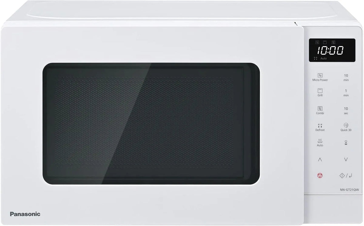 Panasonic Mikrowelle NN-GT21QWEPG, Leistung 800 W, LED-Display, Timer, Fassungsvermögen 20L Grill mit Drehteller und Gitterrost, weiß
