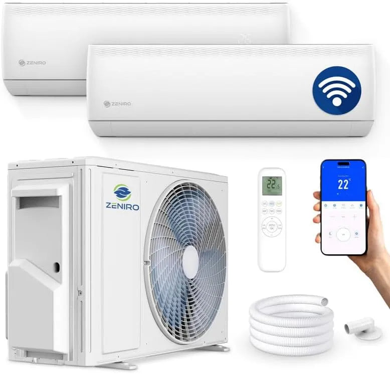 Klimaanlage Multisplit, App-Steuerung 4D AirFlow Heizen bis -20°C Vorgefüllt R32, 2 Innengeräte Set, Modell R32
