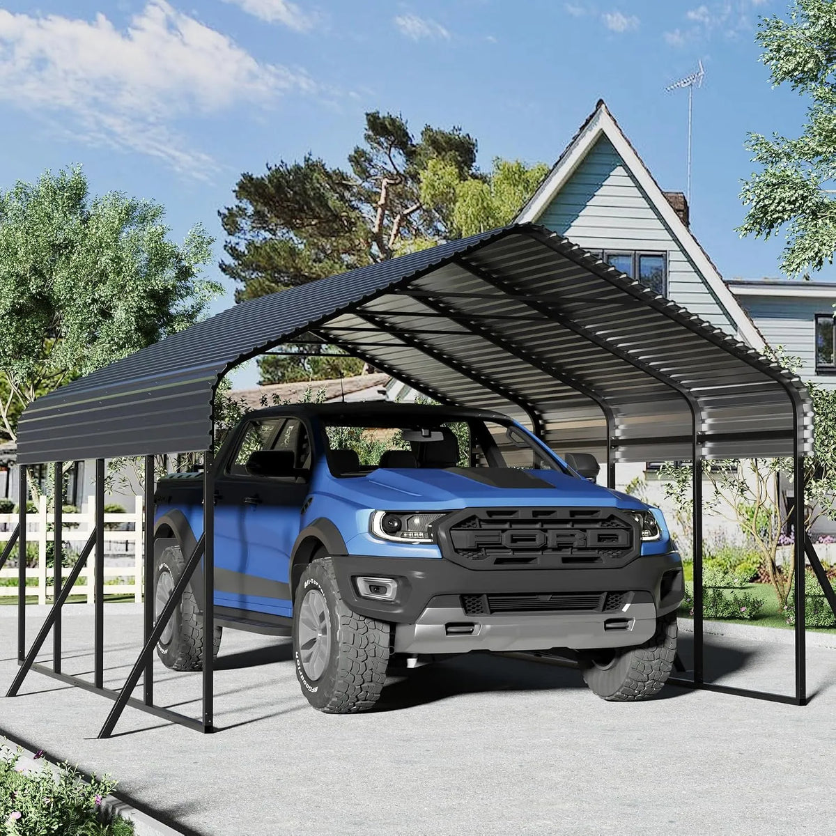 Carport, Maße 30,5 x 50,8 cm, Baldachin, strapazierfähig, Metall mit verstärkter Struktur und Boden, Outdoor-Garage, Auto-Unterstand, Boot