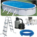 Pool 6-Wege-Ventil Planet, Ovalpool-Set 7,30 x 3,75 x 1,20 m, Sandfilter mit 6 m³/h und, frei aufstellbar, feuerverzinkte Stahlwand, Skimmer