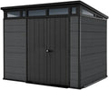 Keter Gerätehaus, Maße 279 x 218 cm, doppelwandig mit Stahlrahmen, Farbe Grau, Cortina 9x7 mit Boden, wetterfest und UV-beständig